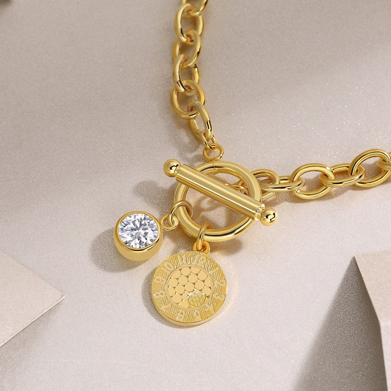 Moissanite Aura Toggle Link Bracelet Gold Edition