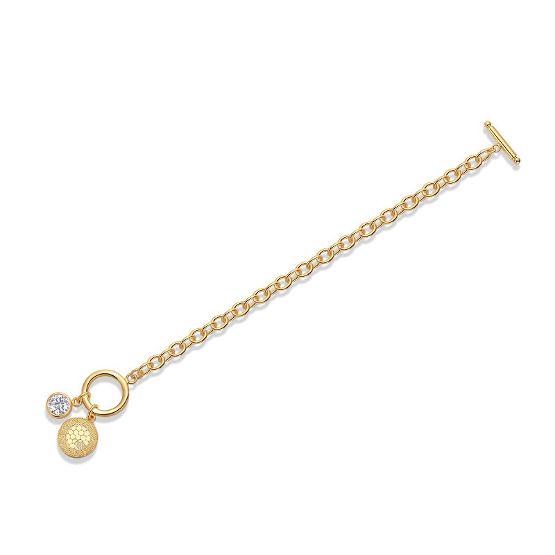 Moissanite Aura Toggle Link Bracelet Gold Edition