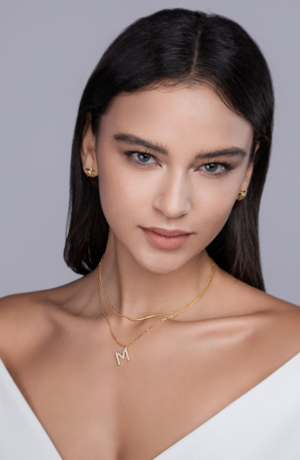 Initial M-Moissanaite Gold Necklace