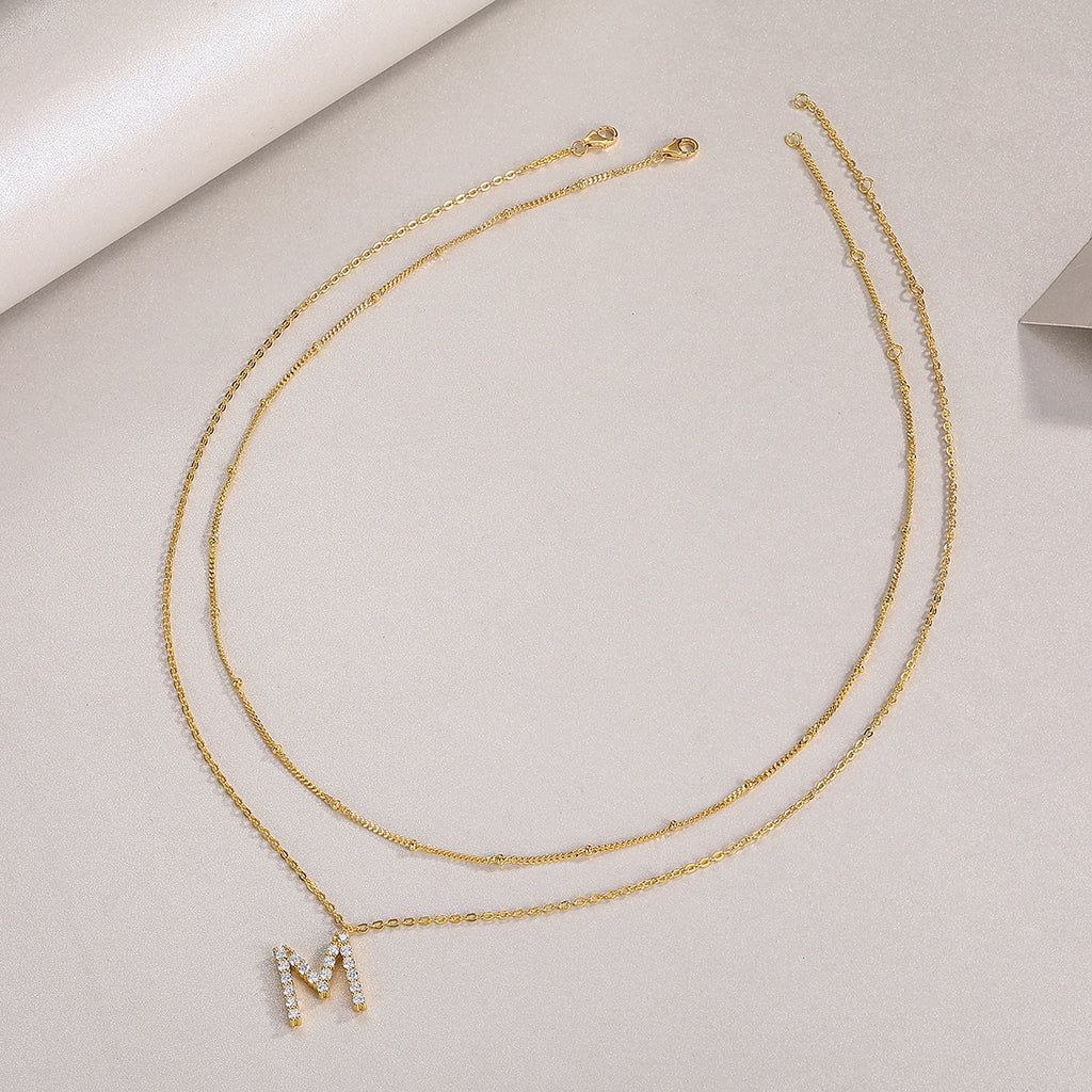 Initial M-Moissanaite Gold Necklace