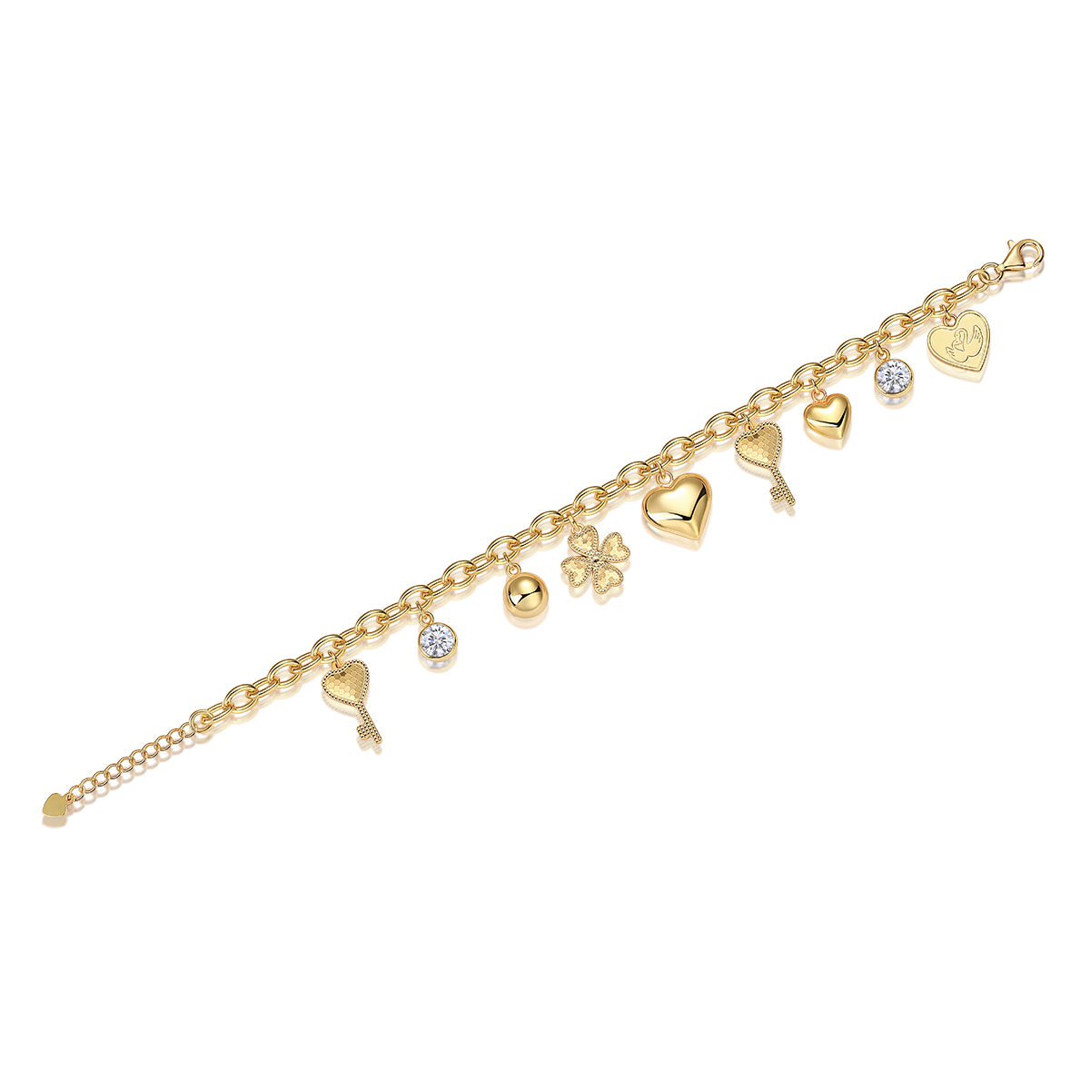 Moissanite  Serendipity Charm Bracelet  Gold Edition