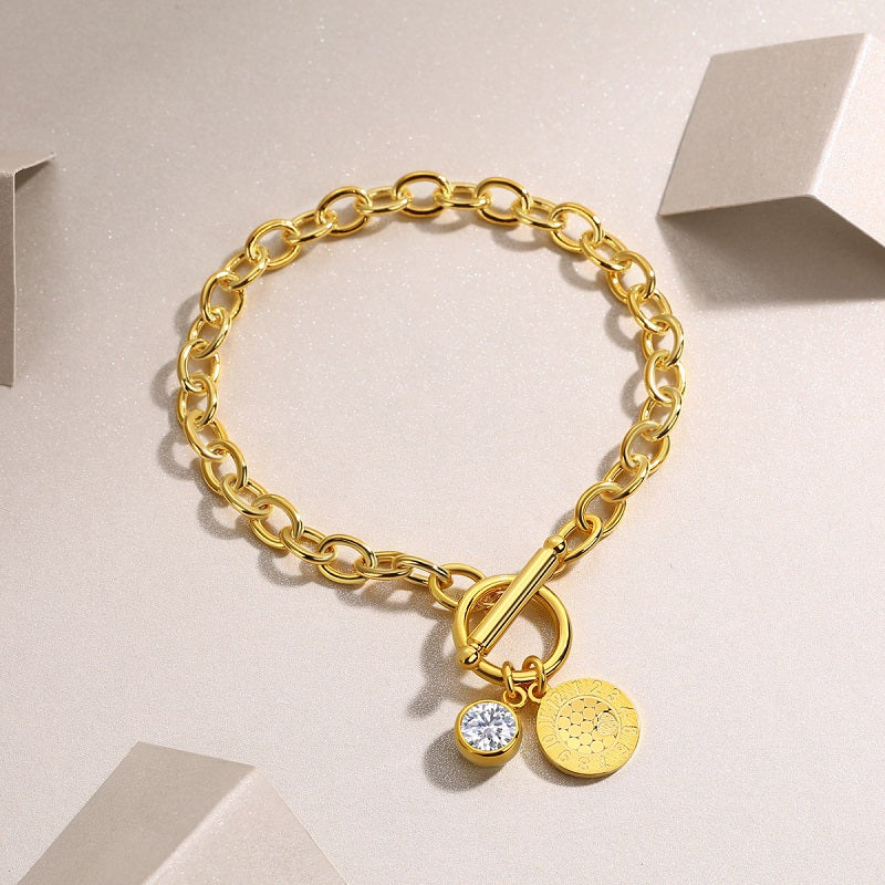 Moissanite Aura Toggle Link Bracelet Gold Edition