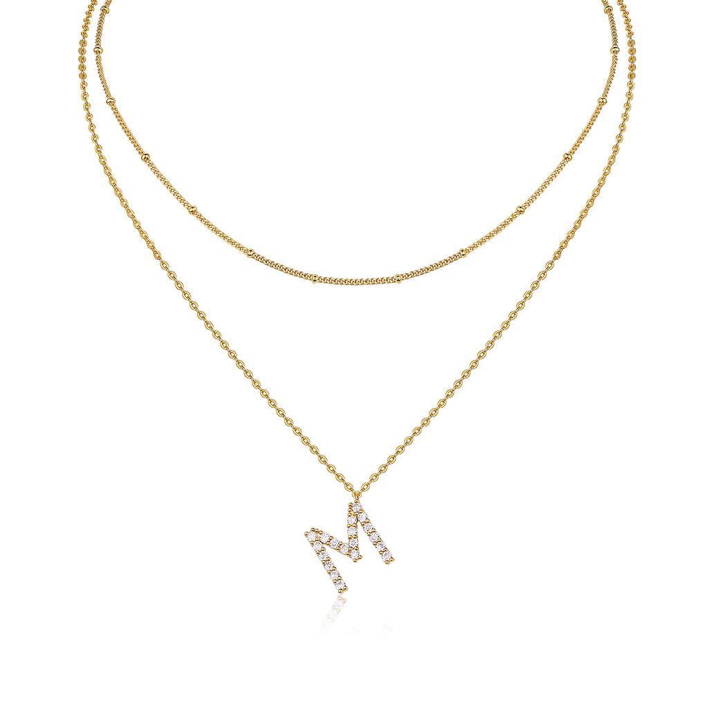 Initial M-Moissanaite Gold Necklace