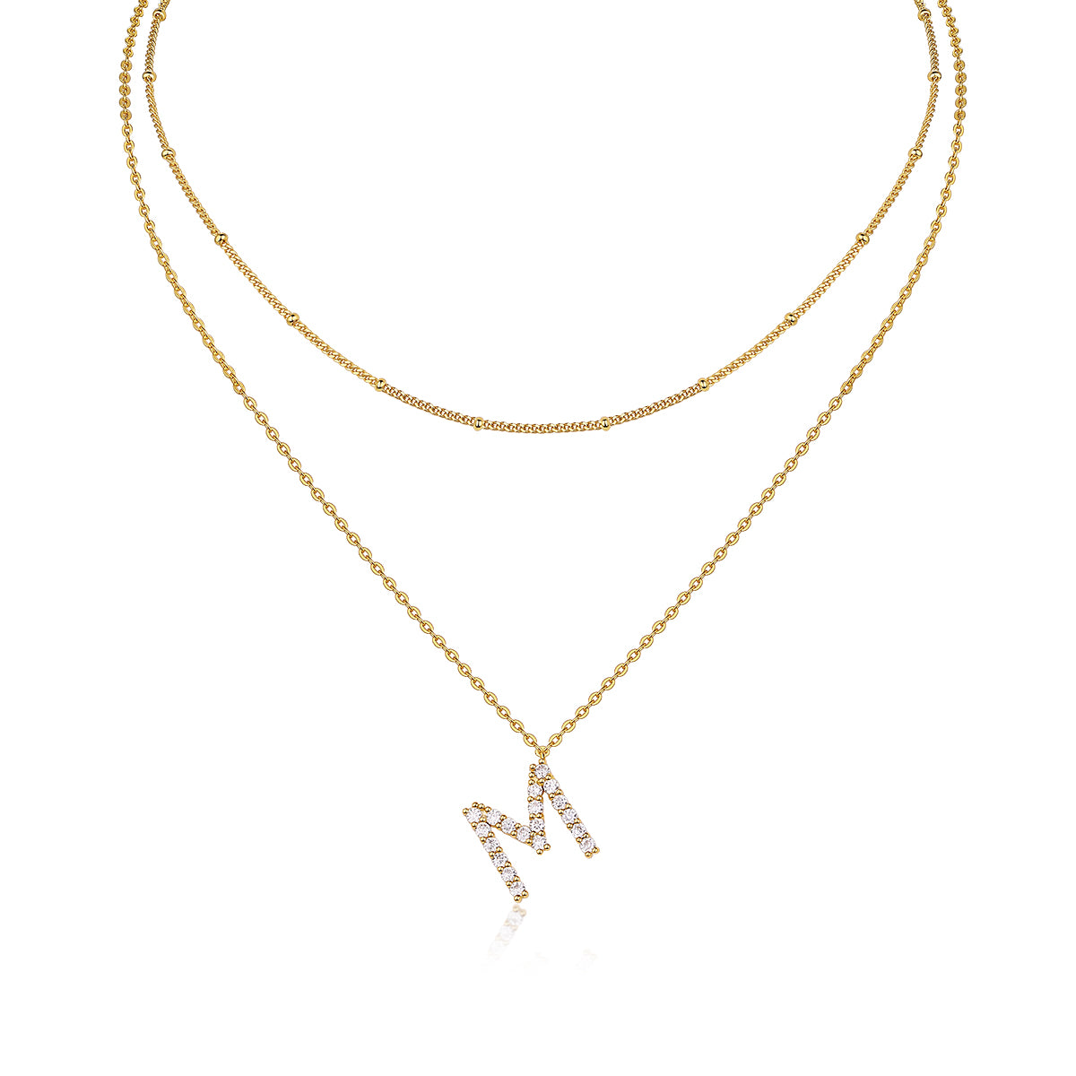 Initial M-Moissanaite Gold Necklace