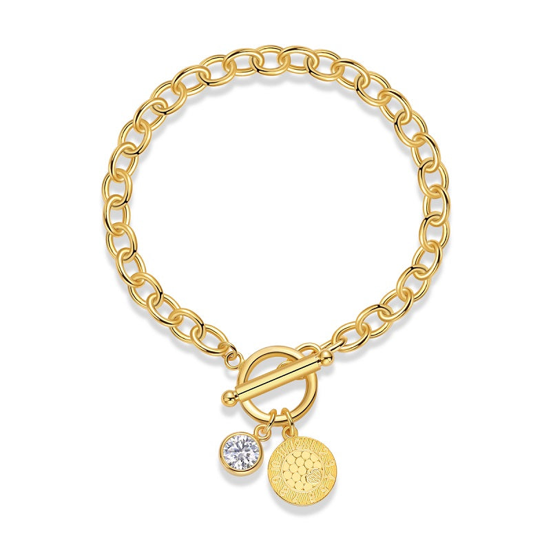 Moissanite Aura Toggle Link Bracelet Gold Edition