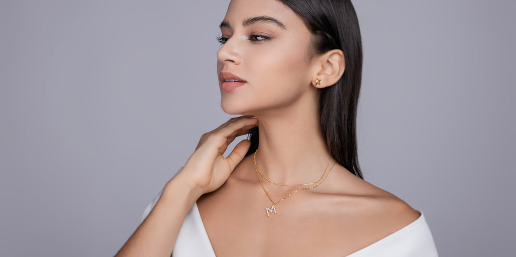 Initial M-Moissanaite Gold Necklace